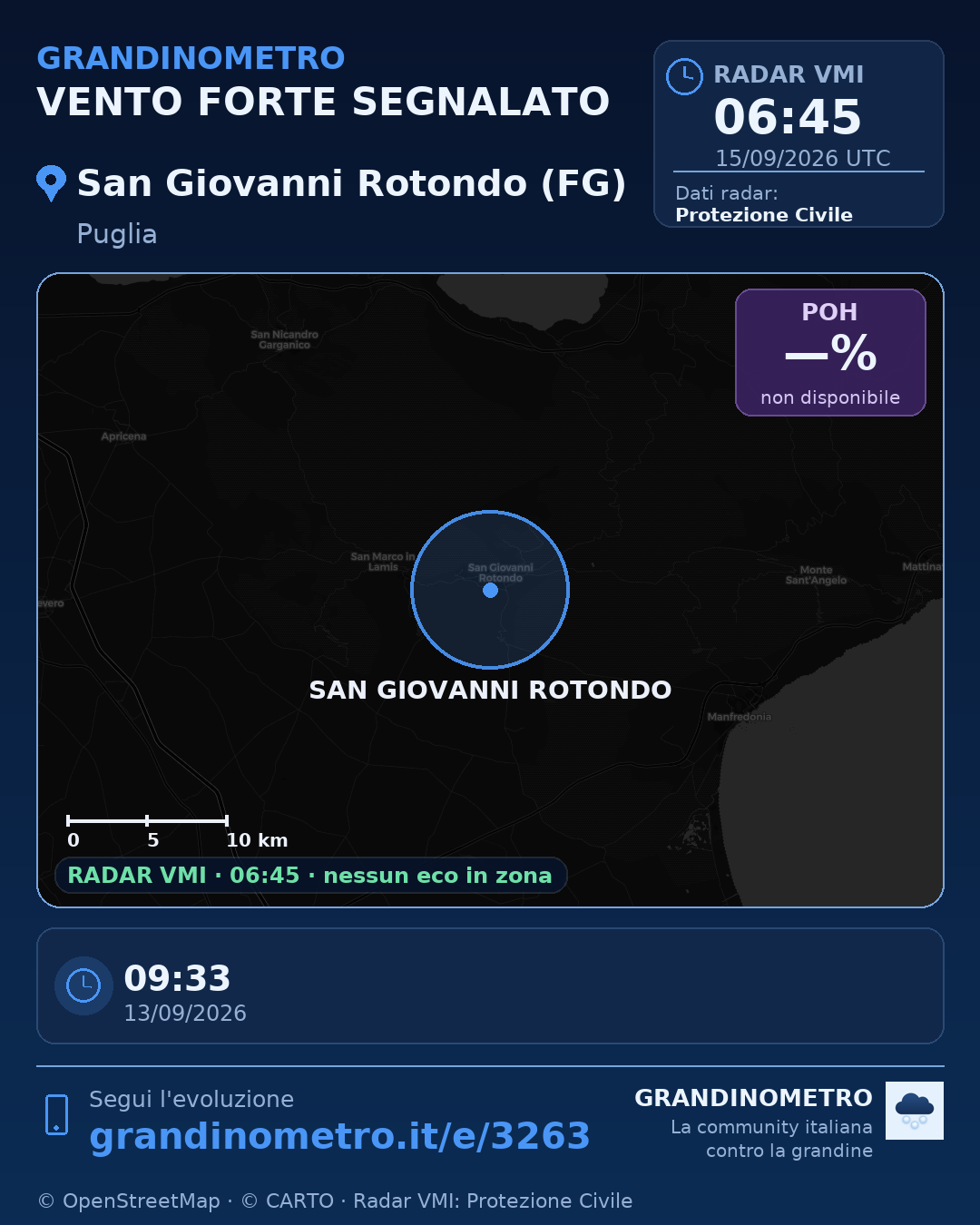 Mappa dell'evento: vento forte a San Giovanni Rotondo (FG)