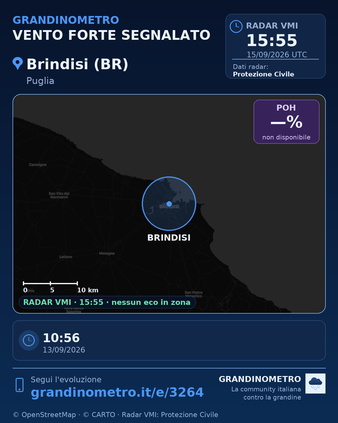 Mappa dell'evento: vento forte a Brindisi (BR)