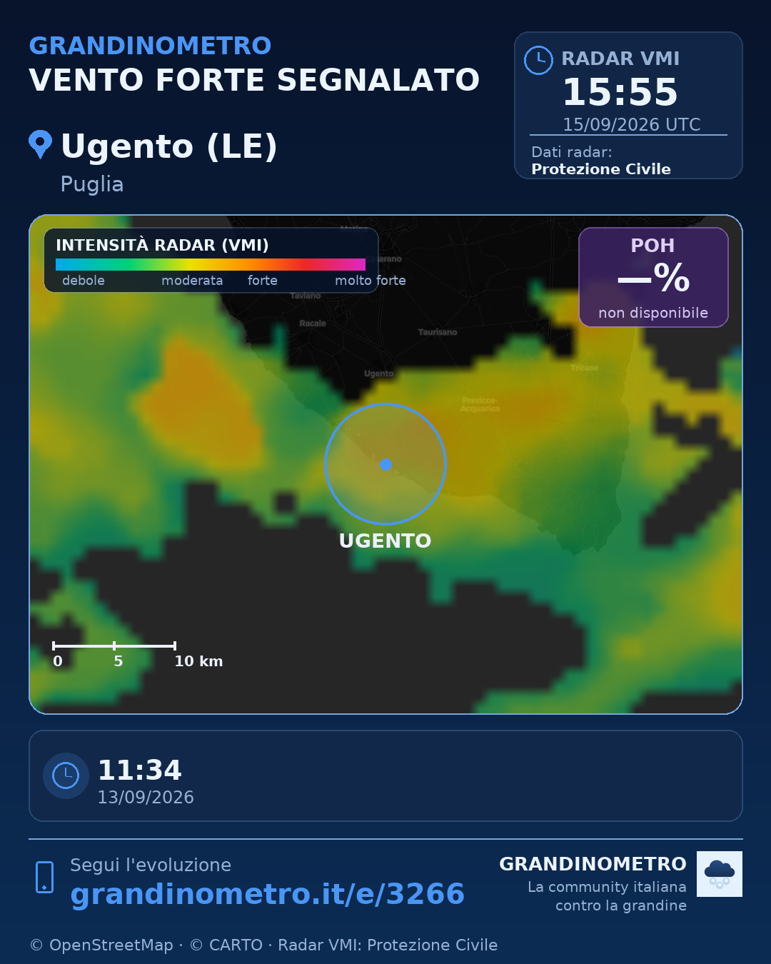 Mappa dell'evento: vento forte a Ugento (LE)