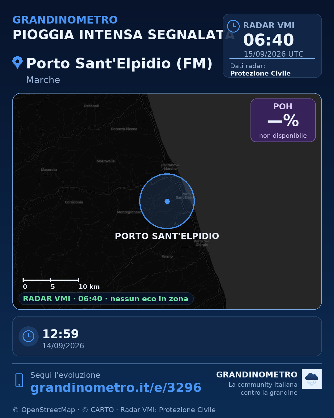 Mappa dell'evento: pioggia intensa a Porto Sant'Elpidio (FM)