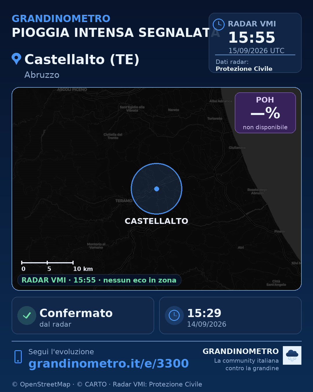 Mappa dell'evento: pioggia intensa a Castellalto (TE)