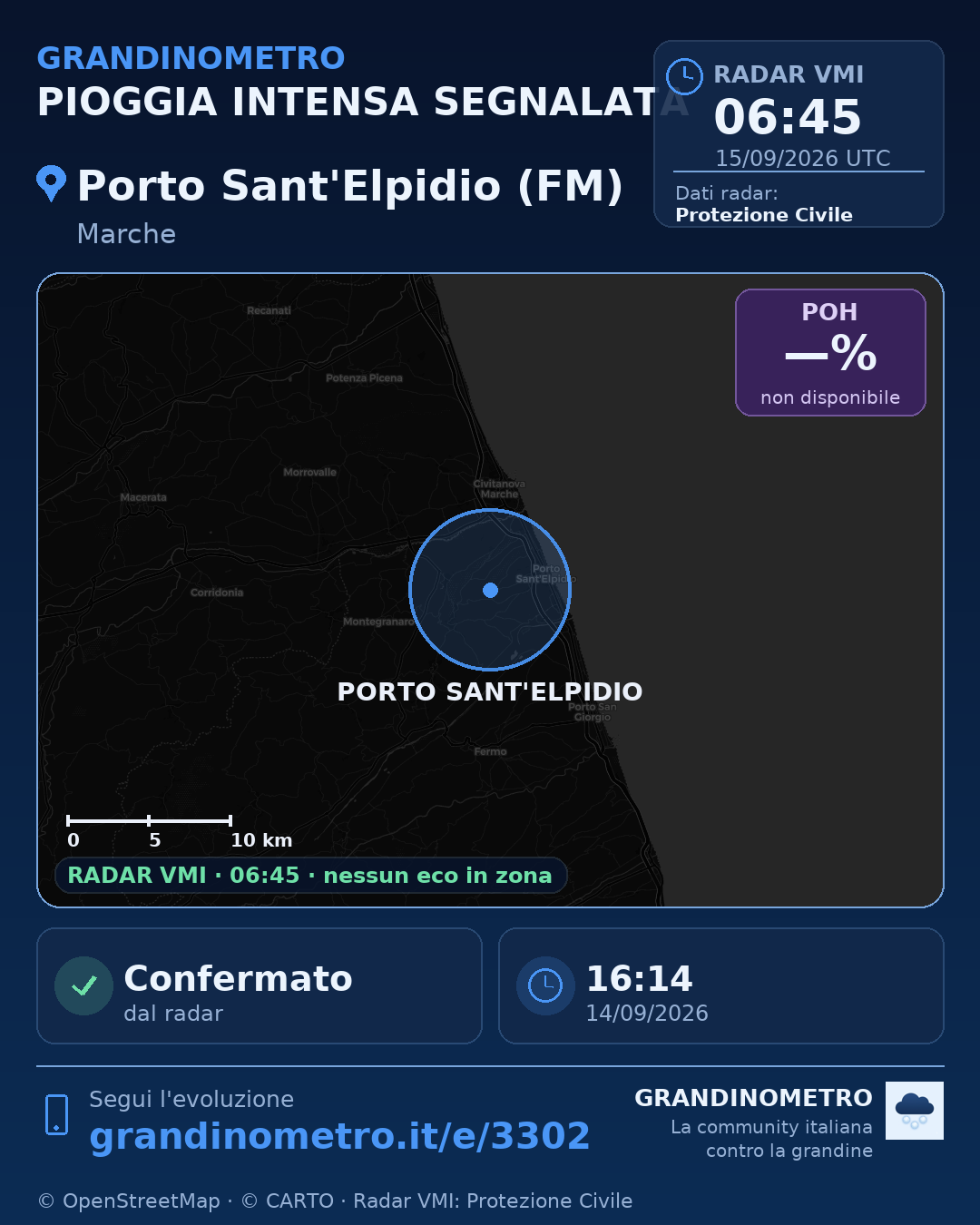Mappa dell'evento: pioggia intensa a Porto Sant'Elpidio (FM)