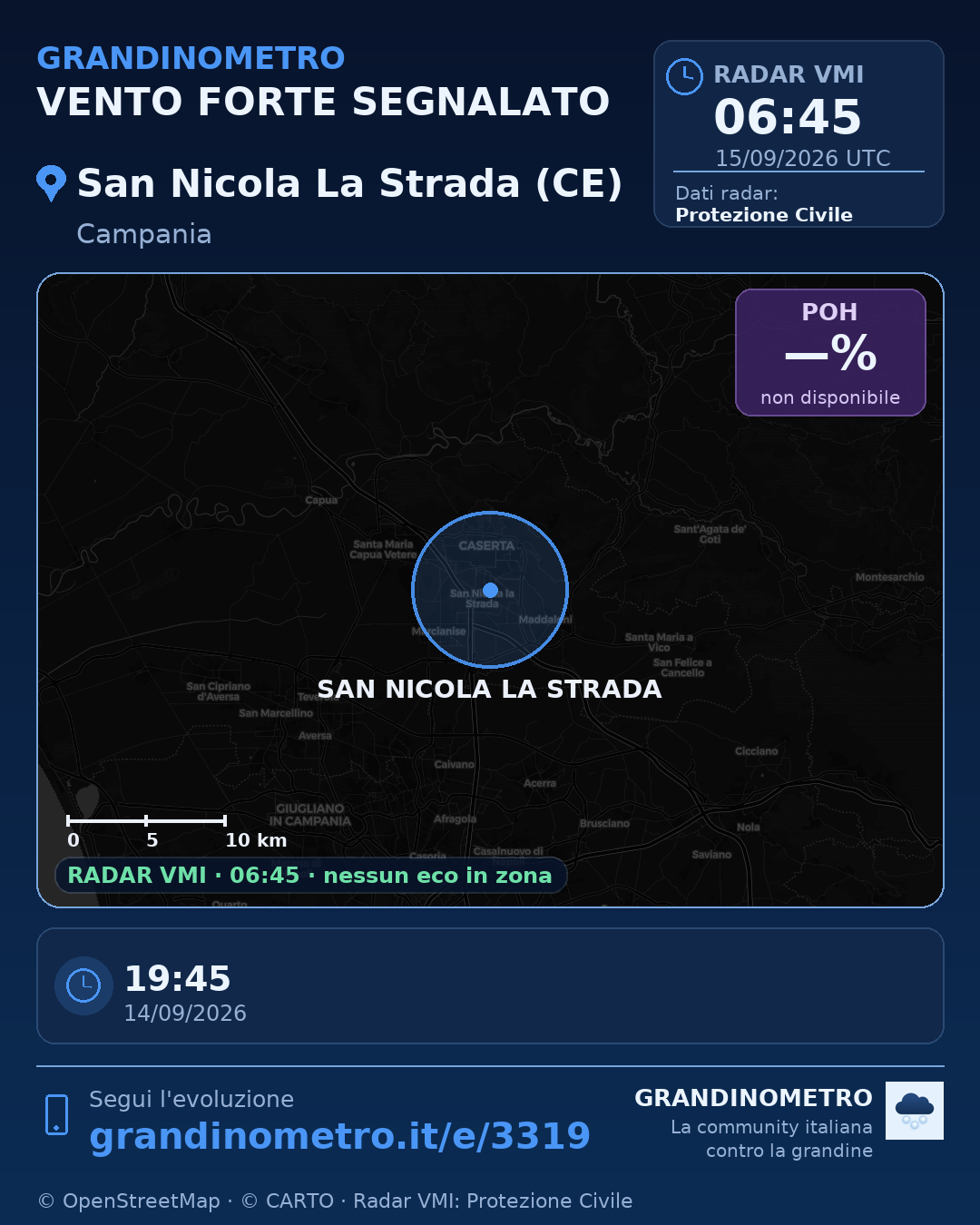 Mappa dell'evento: vento forte a San Nicola La Strada (CE)