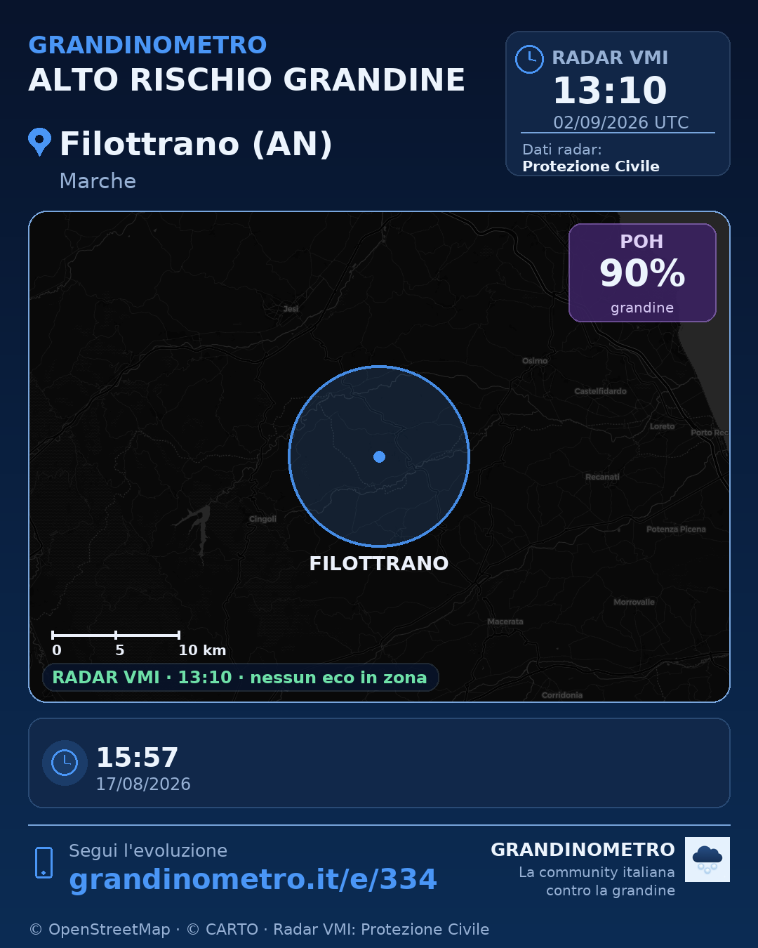 Mappa dell'evento: grandine a Filottrano (AN)