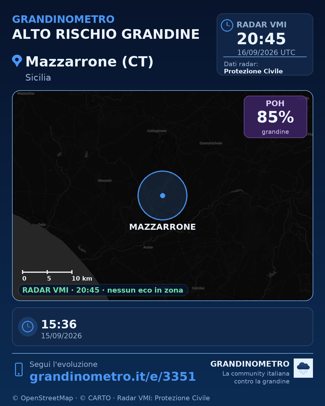 Mappa dell'evento: grandine a Mazzarrone (CT)