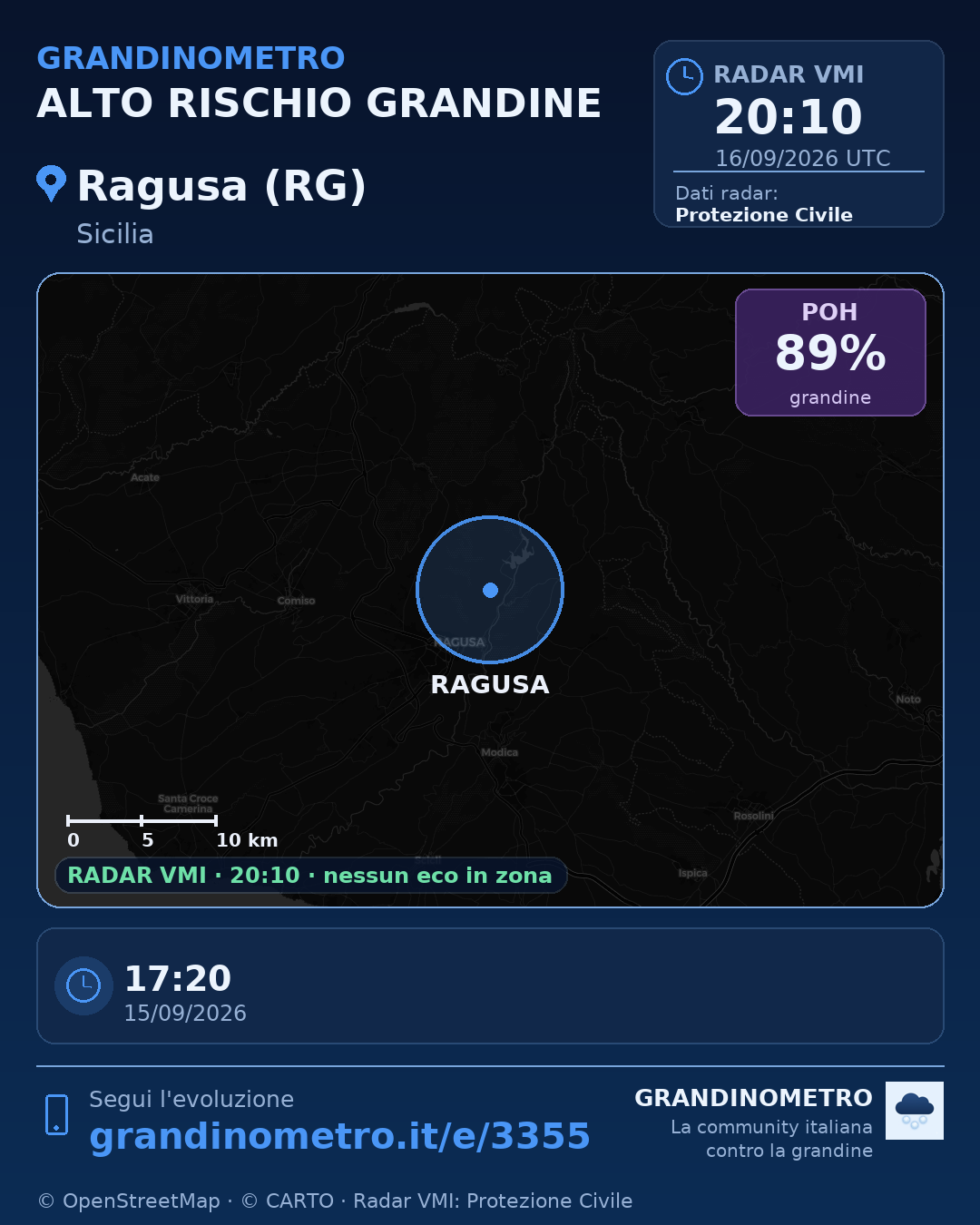 Mappa dell'evento: grandine a Ragusa (RG)