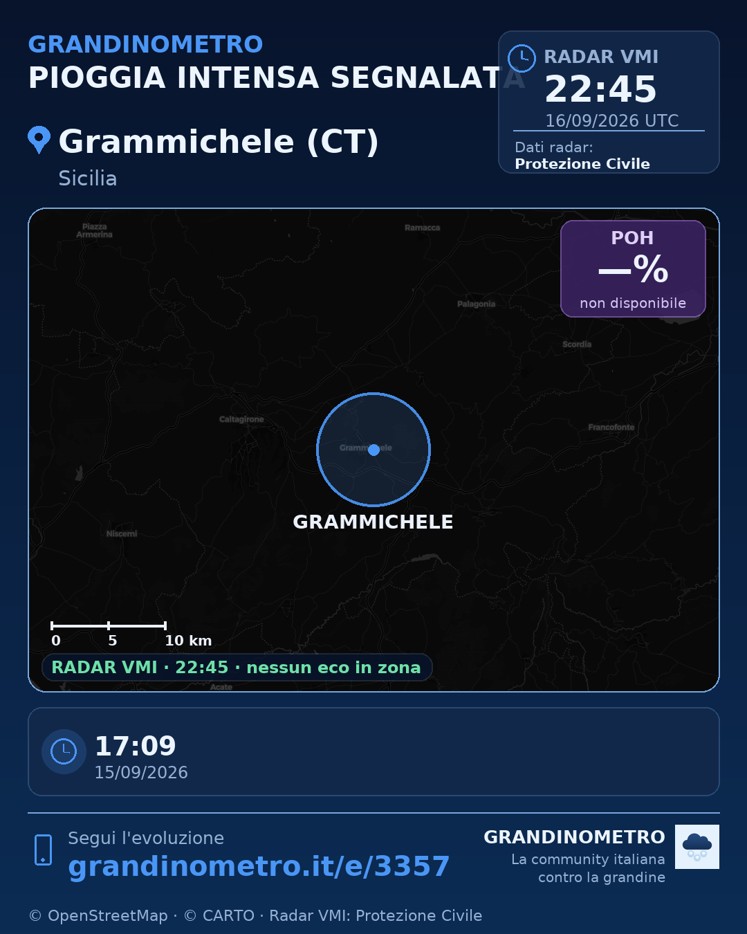 Mappa dell'evento: pioggia intensa a Grammichele (CT)