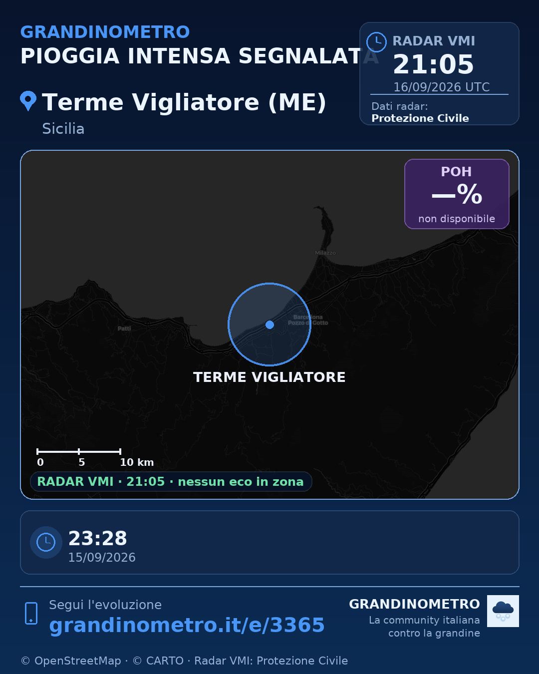 Mappa dell'evento: pioggia intensa a Terme Vigliatore (ME)