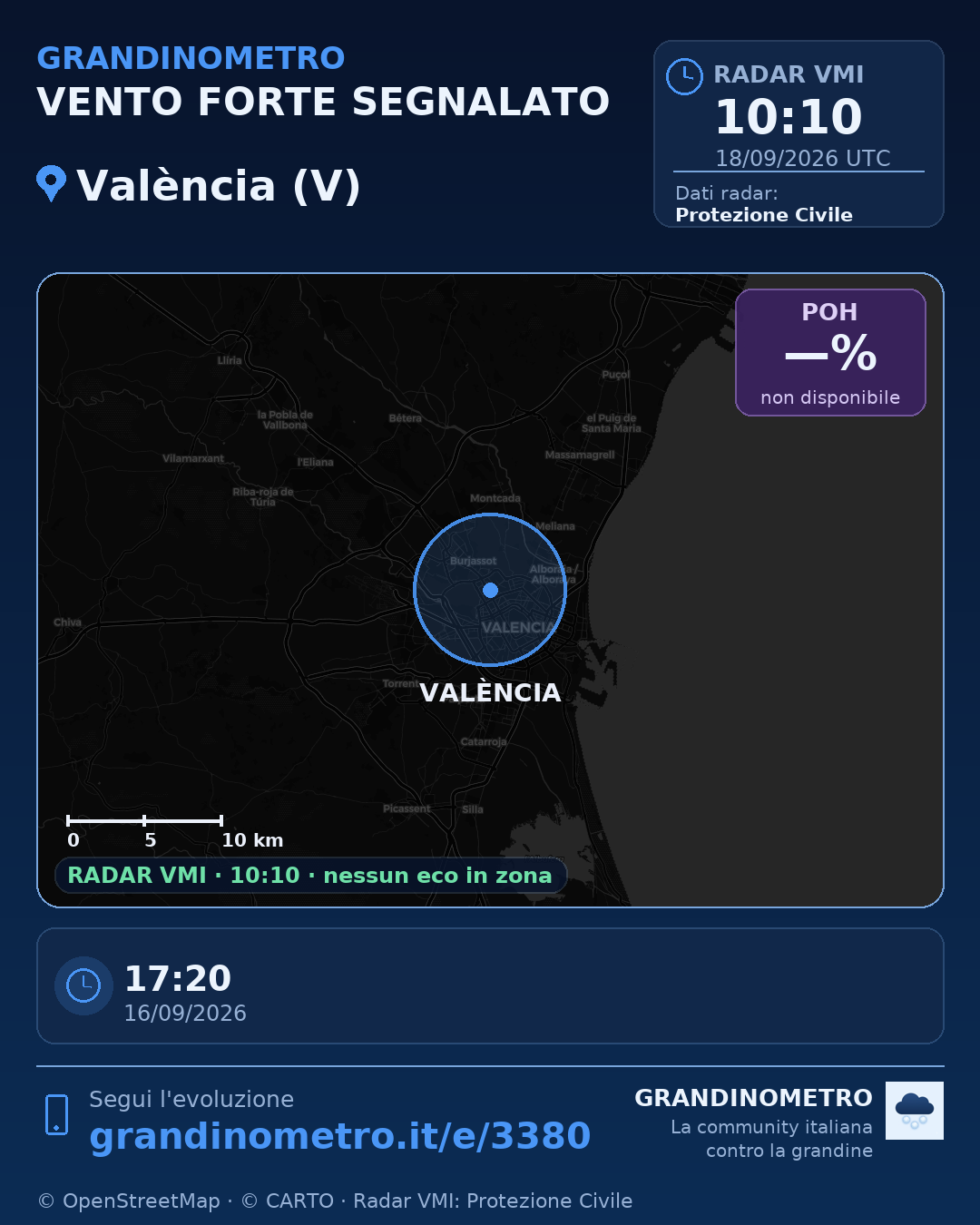 Mappa dell'evento: vento forte a València (V)