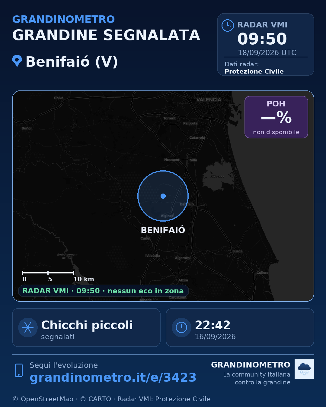 Mappa dell'evento: grandine a Benifaió (V)