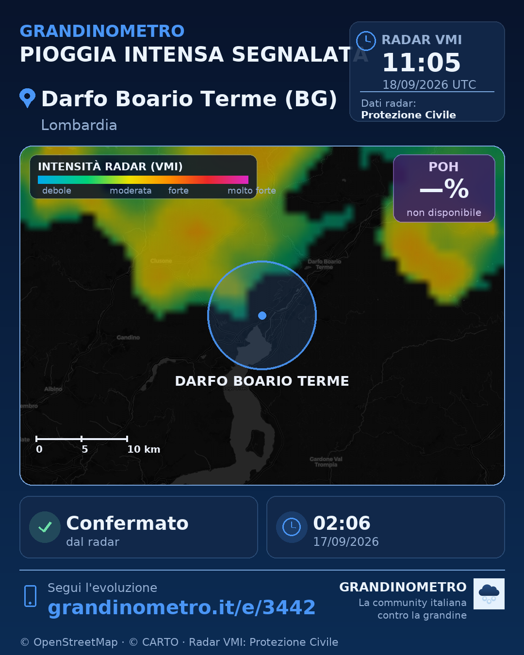 Mappa dell'evento: pioggia intensa a Darfo Boario Terme (BG)