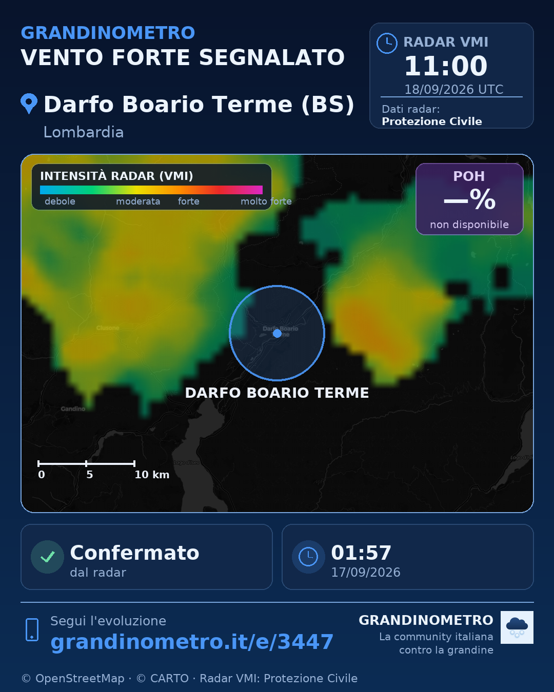 Mappa dell'evento: vento forte a Darfo Boario Terme (BS)