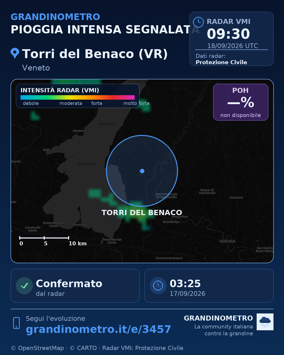 Mappa dell'evento: pioggia intensa a Torri del Benaco (VR)