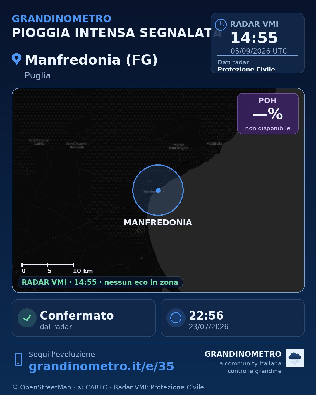 Mappa dell'evento: pioggia intensa a Manfredonia (FG)