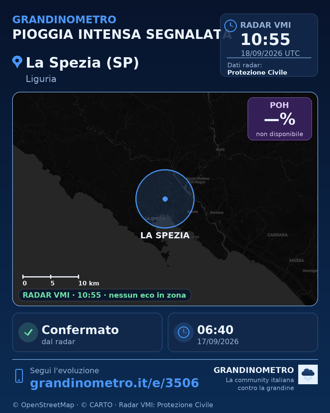 Mappa dell'evento: pioggia intensa a La Spezia (SP)