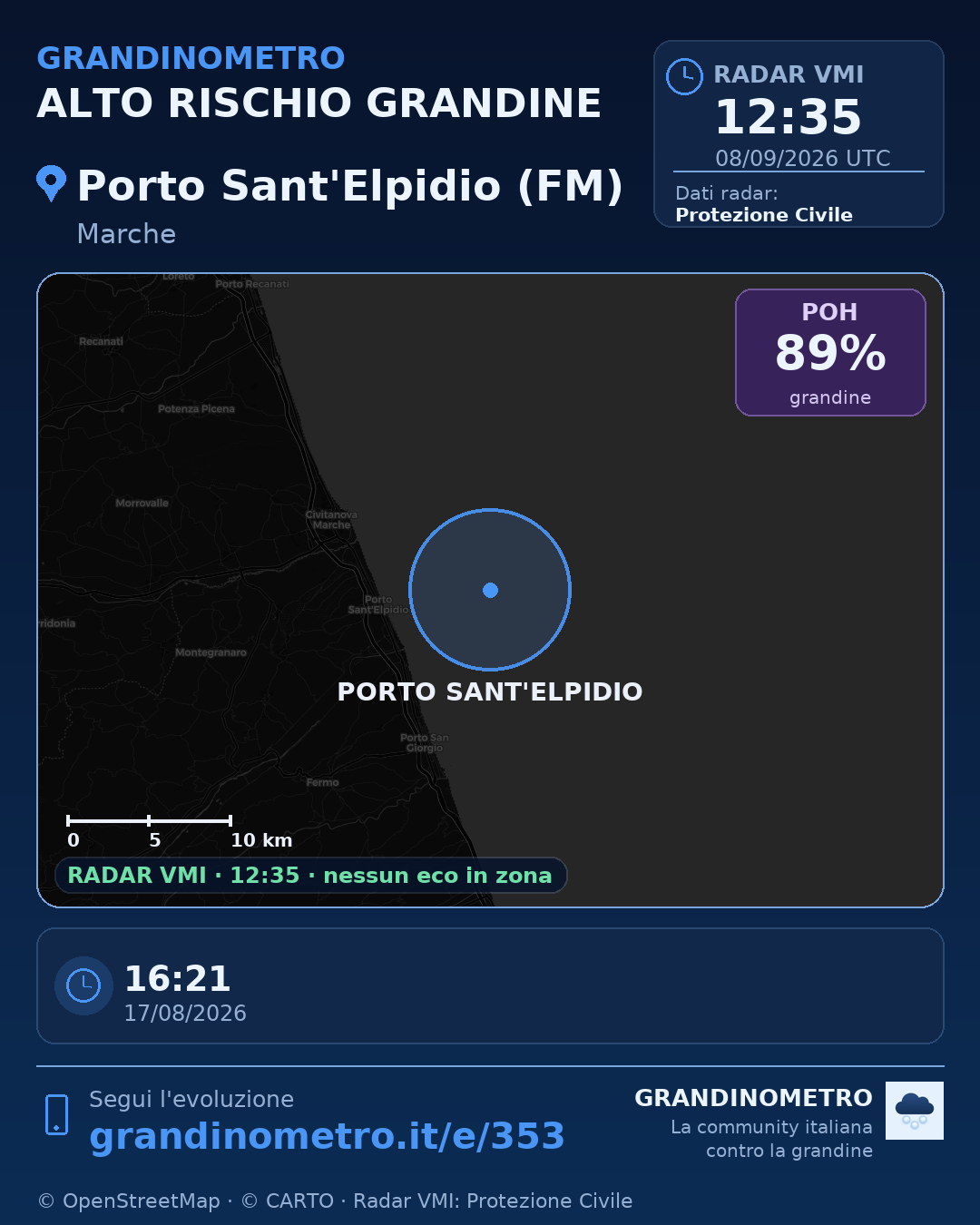 Mappa dell'evento: grandine a Porto Sant'Elpidio (FM)