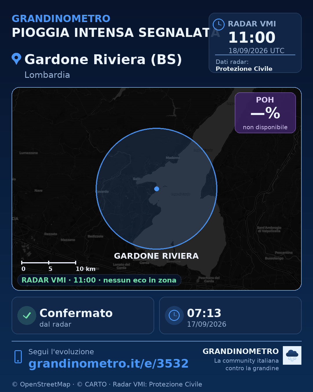 Mappa dell'evento: pioggia intensa a Gardone Riviera (BS)