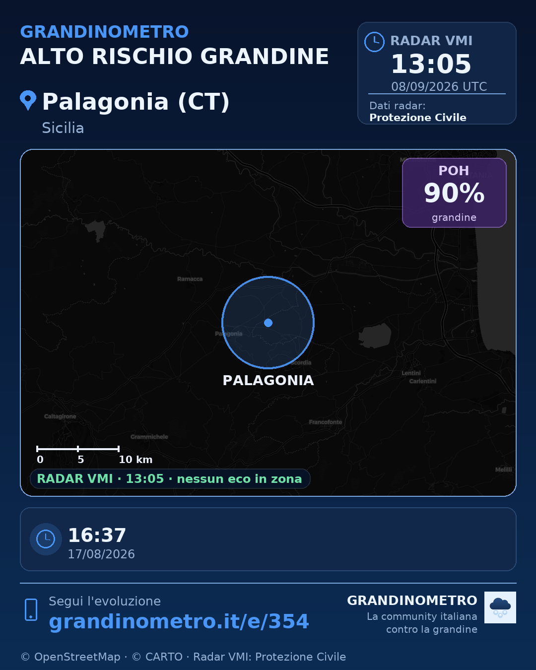 Mappa dell'evento: grandine a Palagonia (CT)