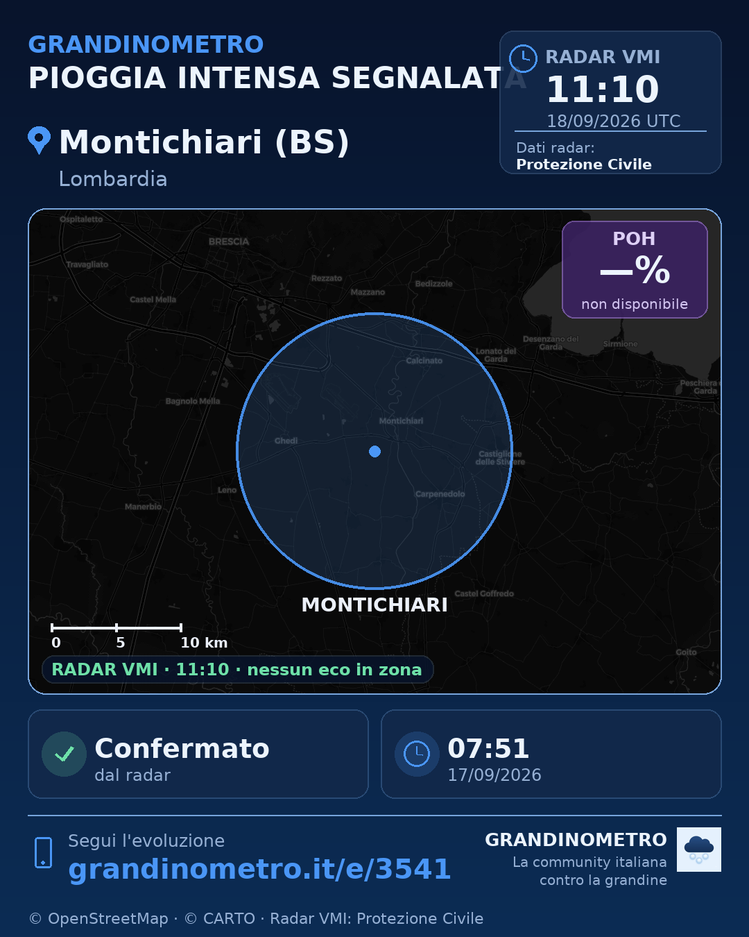 Mappa dell'evento: pioggia intensa a Montichiari (BS)
