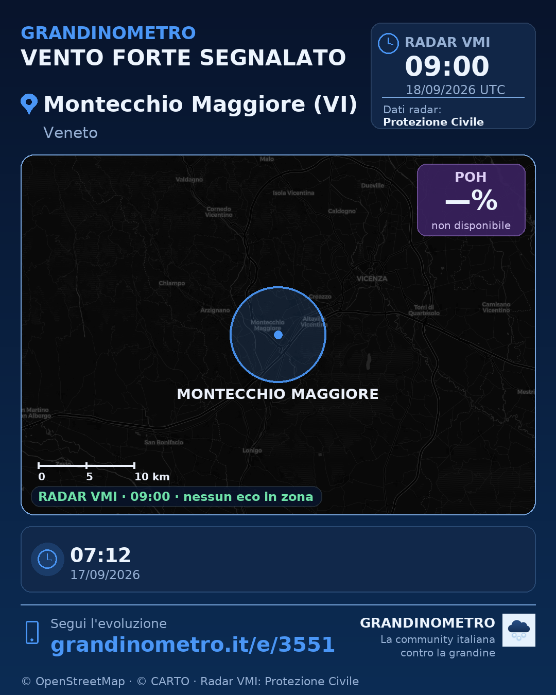 Mappa dell'evento: vento forte a Montecchio Maggiore (VI)