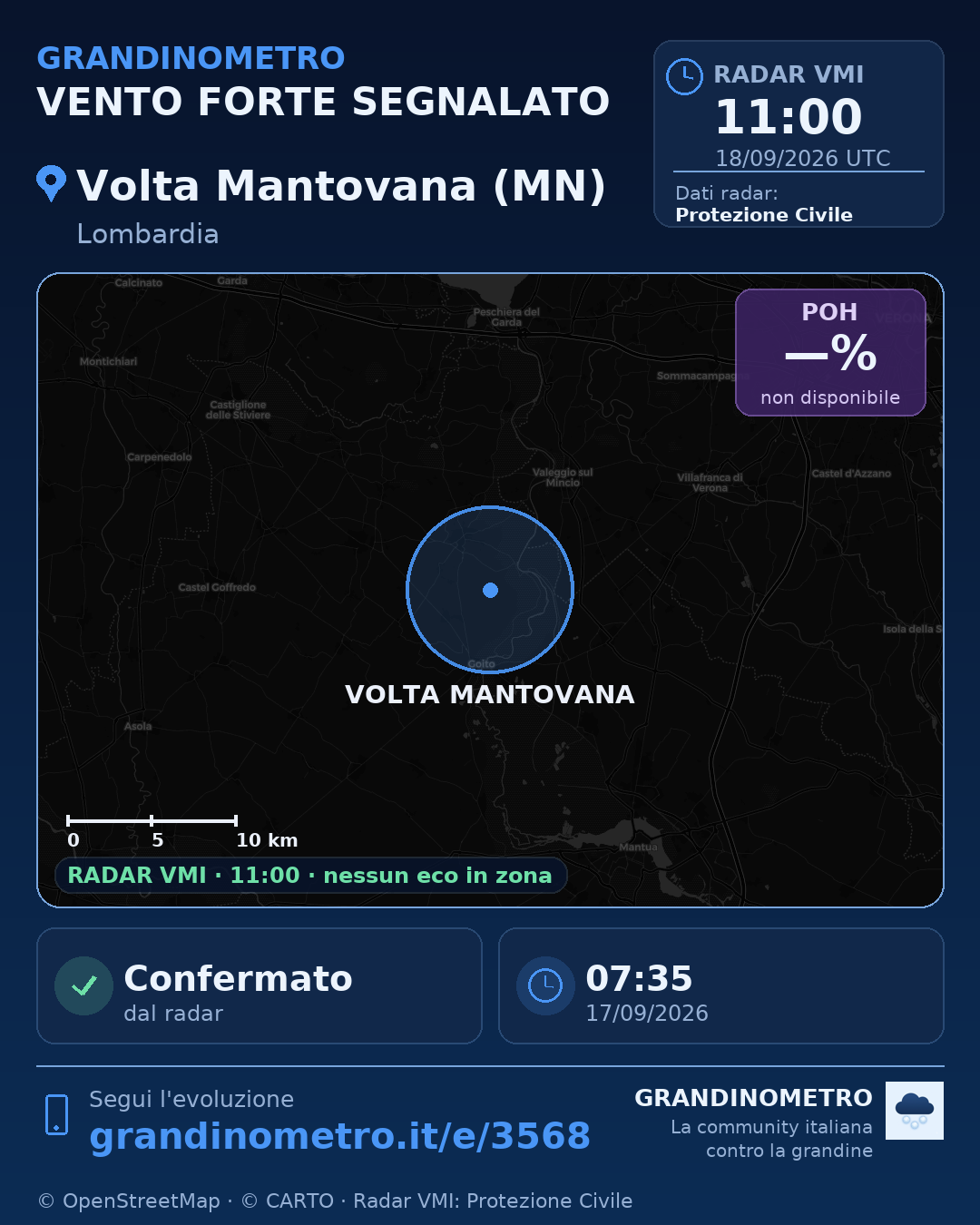 Mappa dell'evento: vento forte a Volta Mantovana (MN)