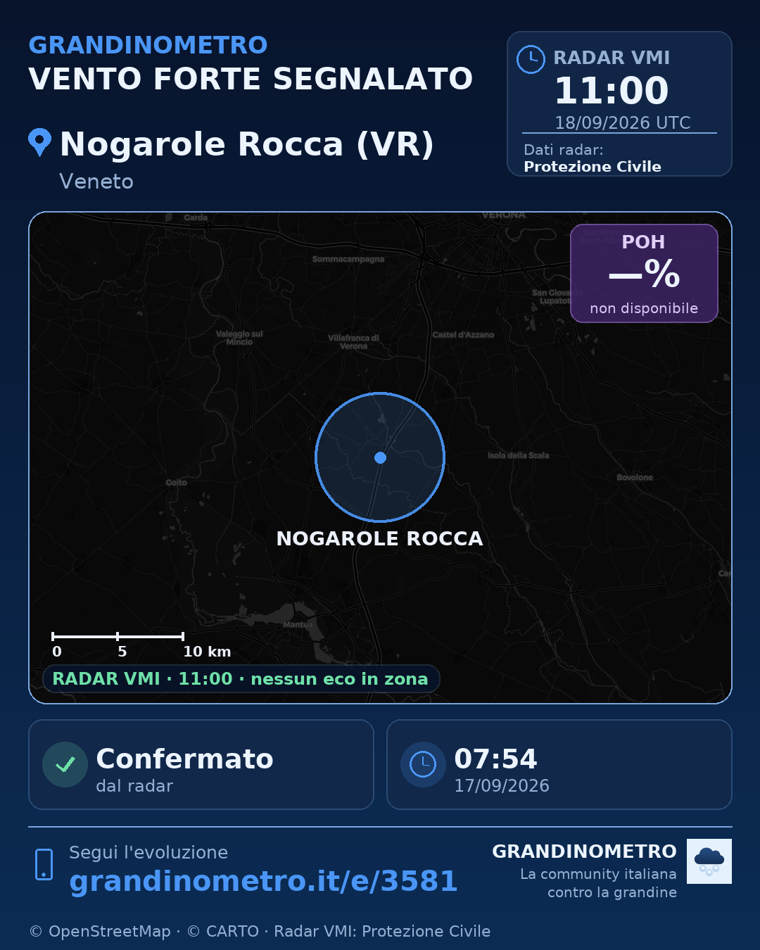 Mappa dell'evento: vento forte a Nogarole Rocca (VR)