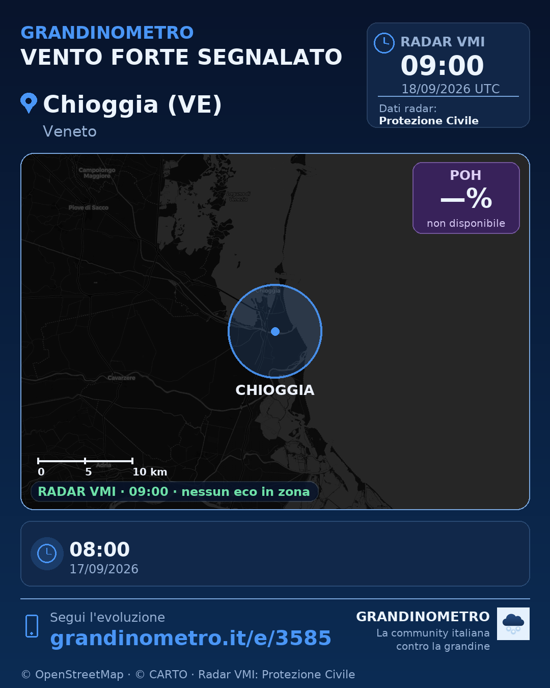 Mappa dell'evento: vento forte a Chioggia (VE)