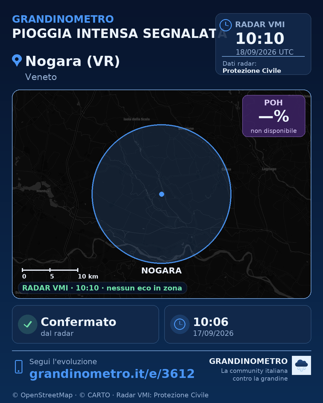 Mappa dell'evento: pioggia intensa a Nogara (VR)