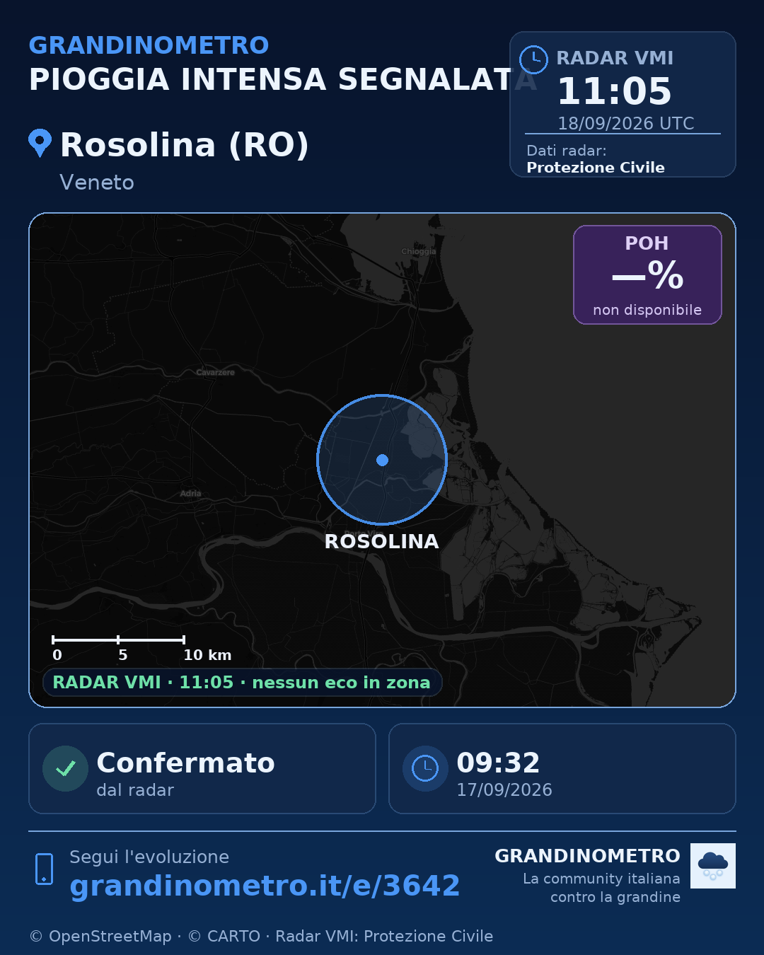 Mappa dell'evento: pioggia intensa a Rosolina (RO)
