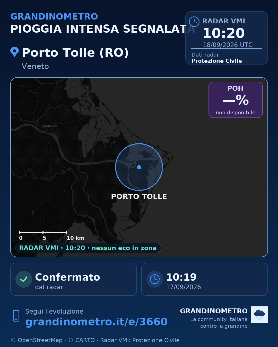 Mappa dell'evento: pioggia intensa a Porto Tolle (RO)