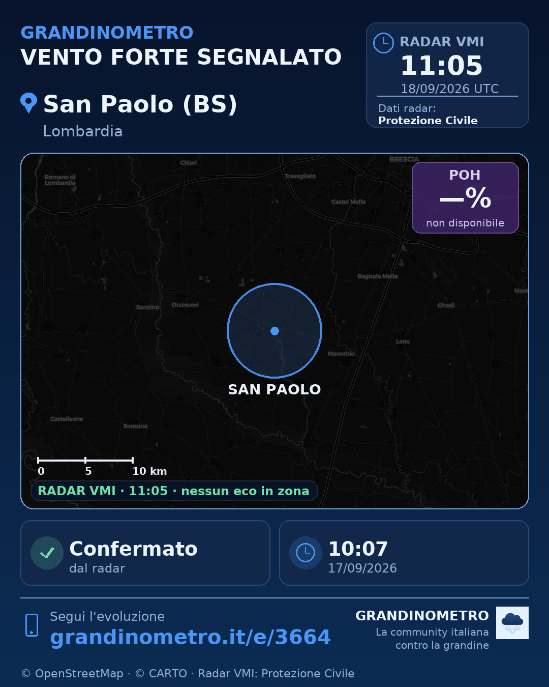 Mappa dell'evento: vento forte a San Paolo (BS)