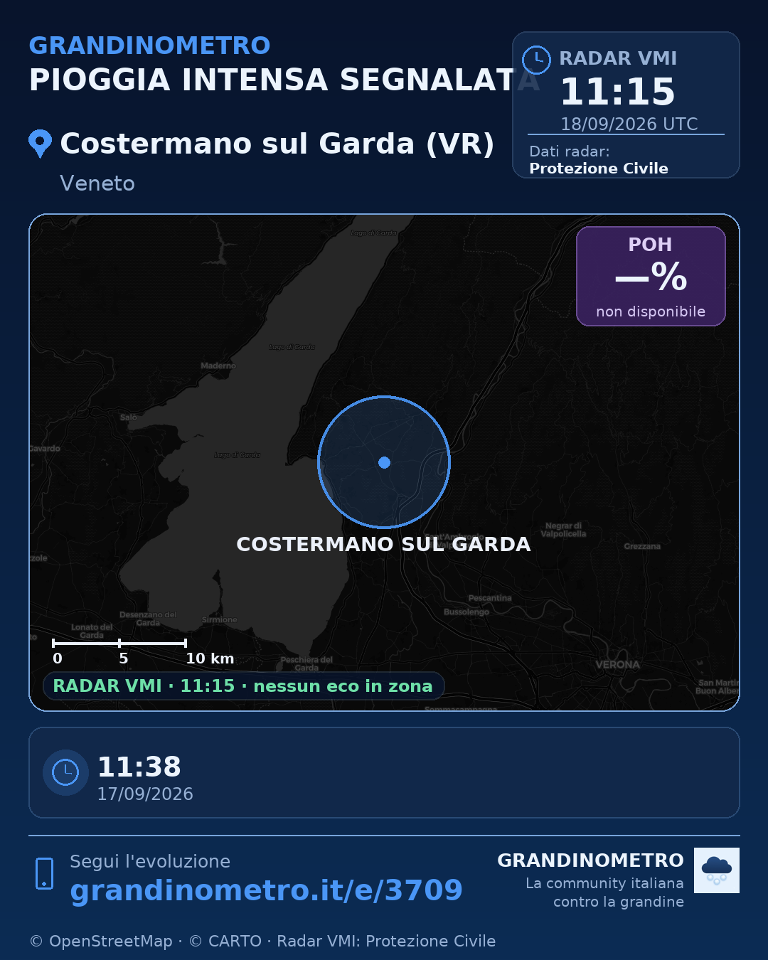 Mappa dell'evento: pioggia intensa a Costermano sul Garda (VR)