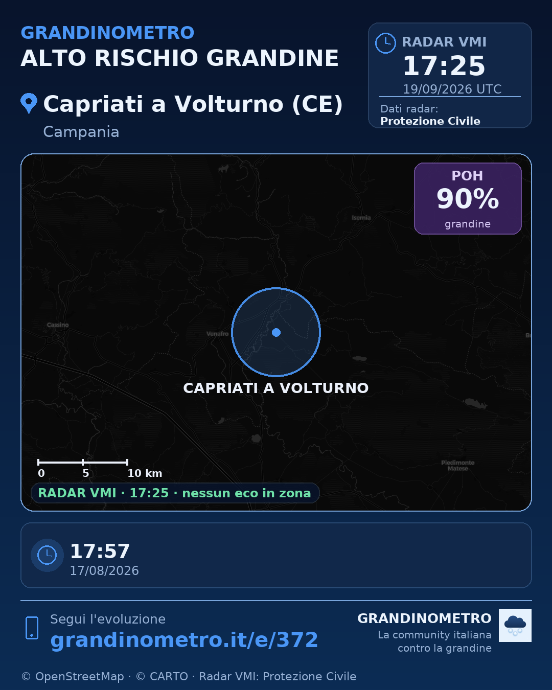 Mappa dell'evento: grandine a Capriati a Volturno (CE)