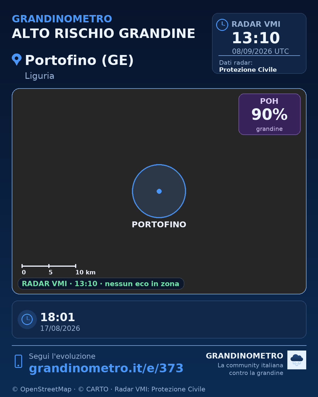 Mappa dell'evento: grandine a Portofino (GE)
