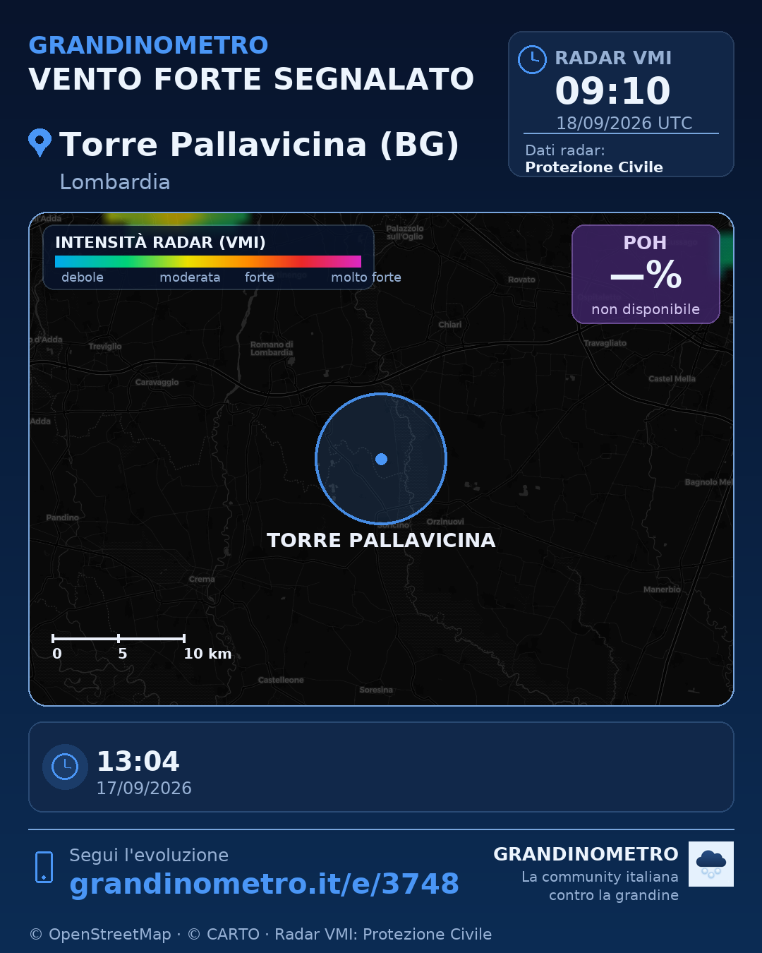 Mappa dell'evento: vento forte a Torre Pallavicina (BG)