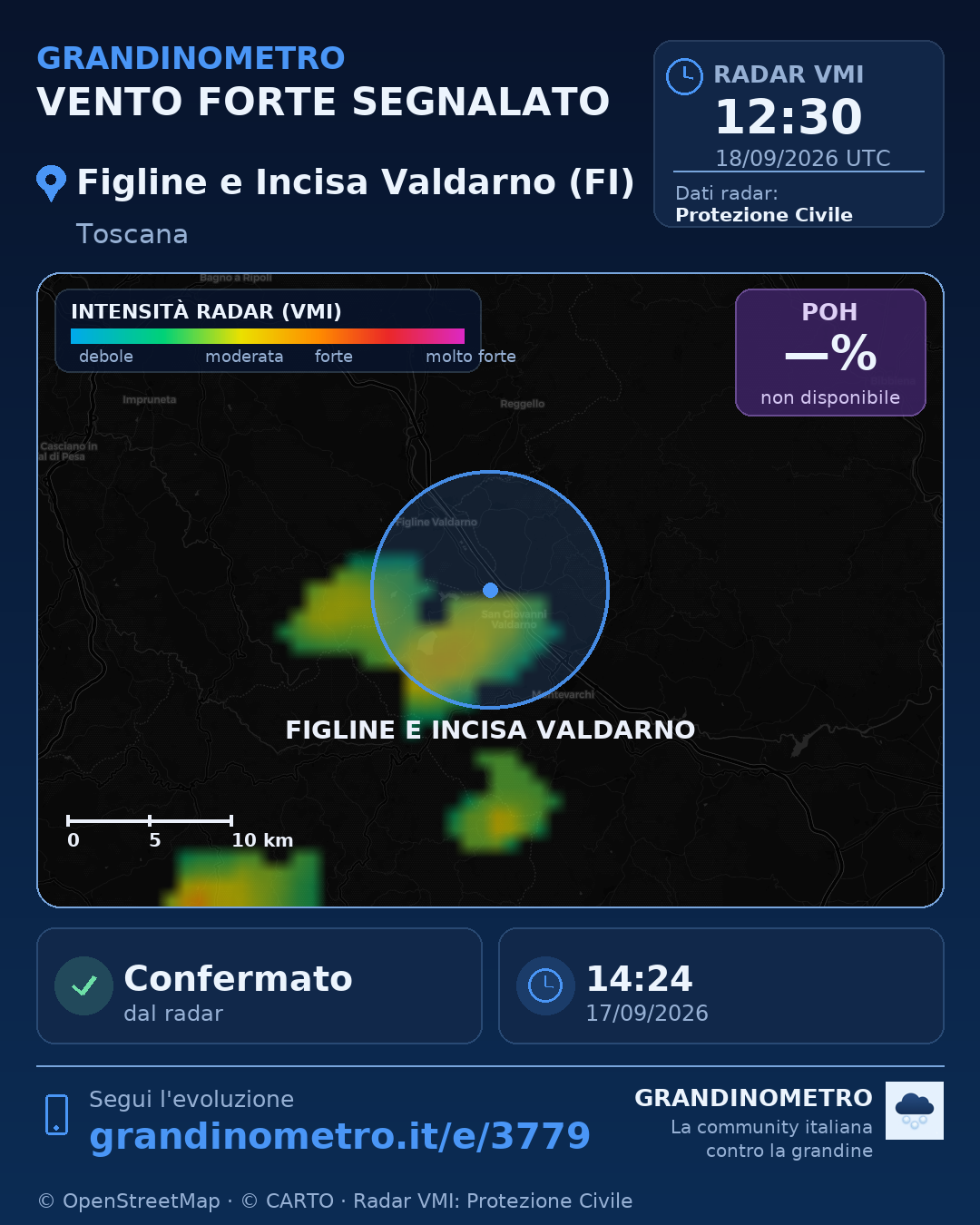 Mappa dell'evento: vento forte a Figline e Incisa Valdarno (FI)