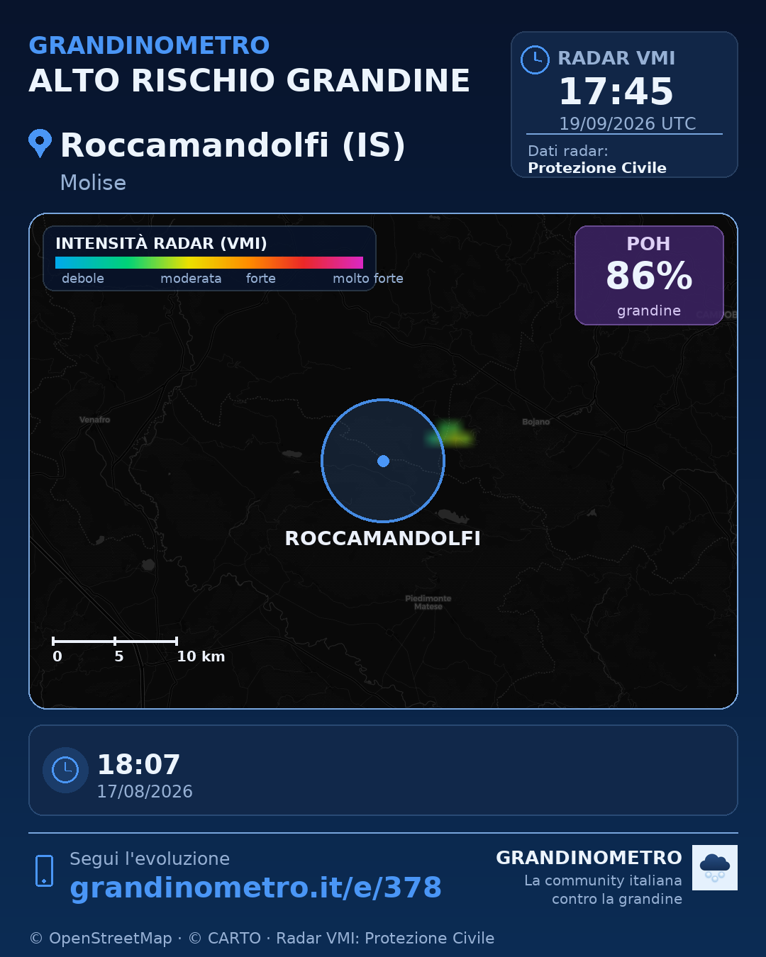 Mappa dell'evento: grandine a Roccamandolfi (IS)