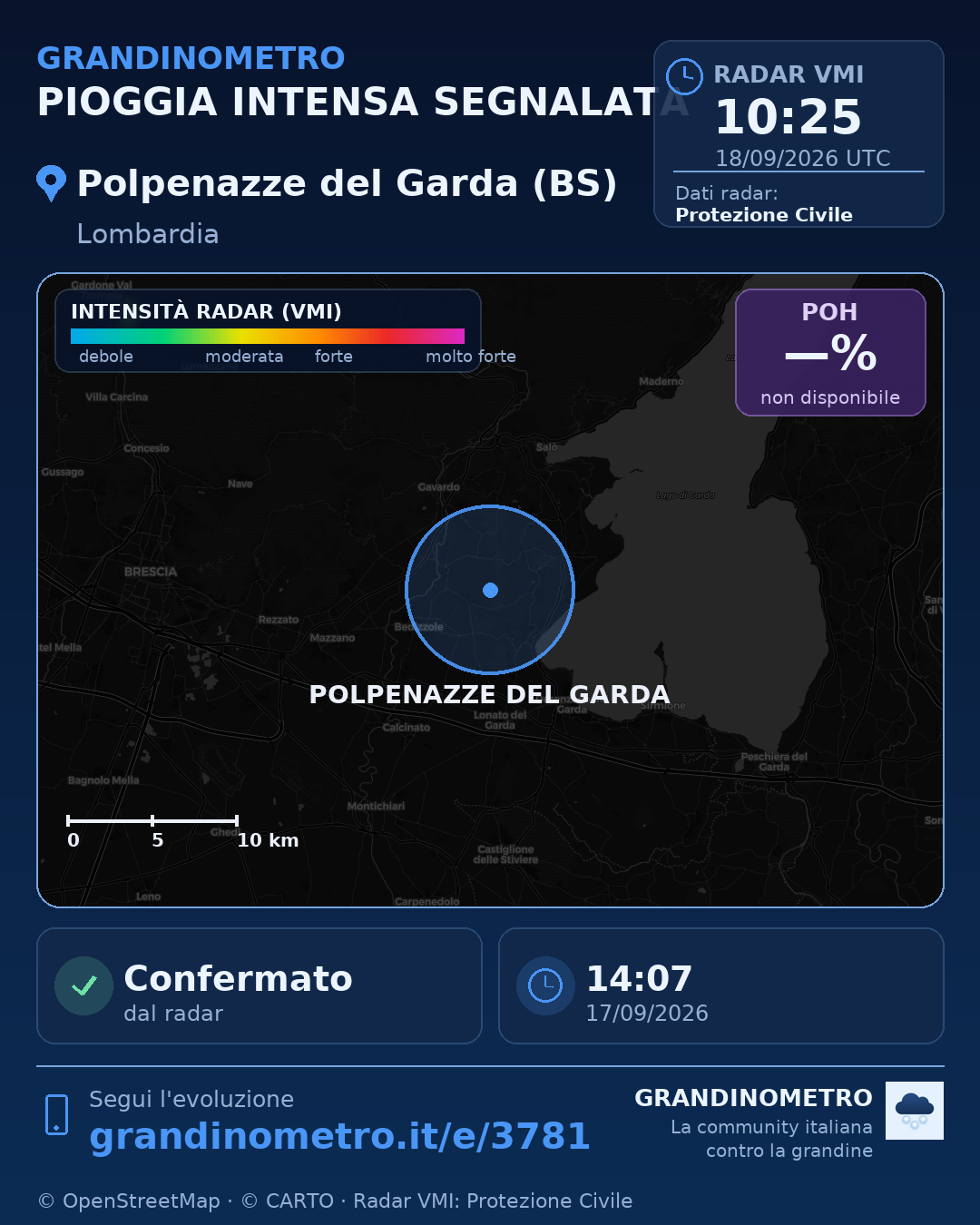 Mappa dell'evento: pioggia intensa a Polpenazze del Garda (BS)