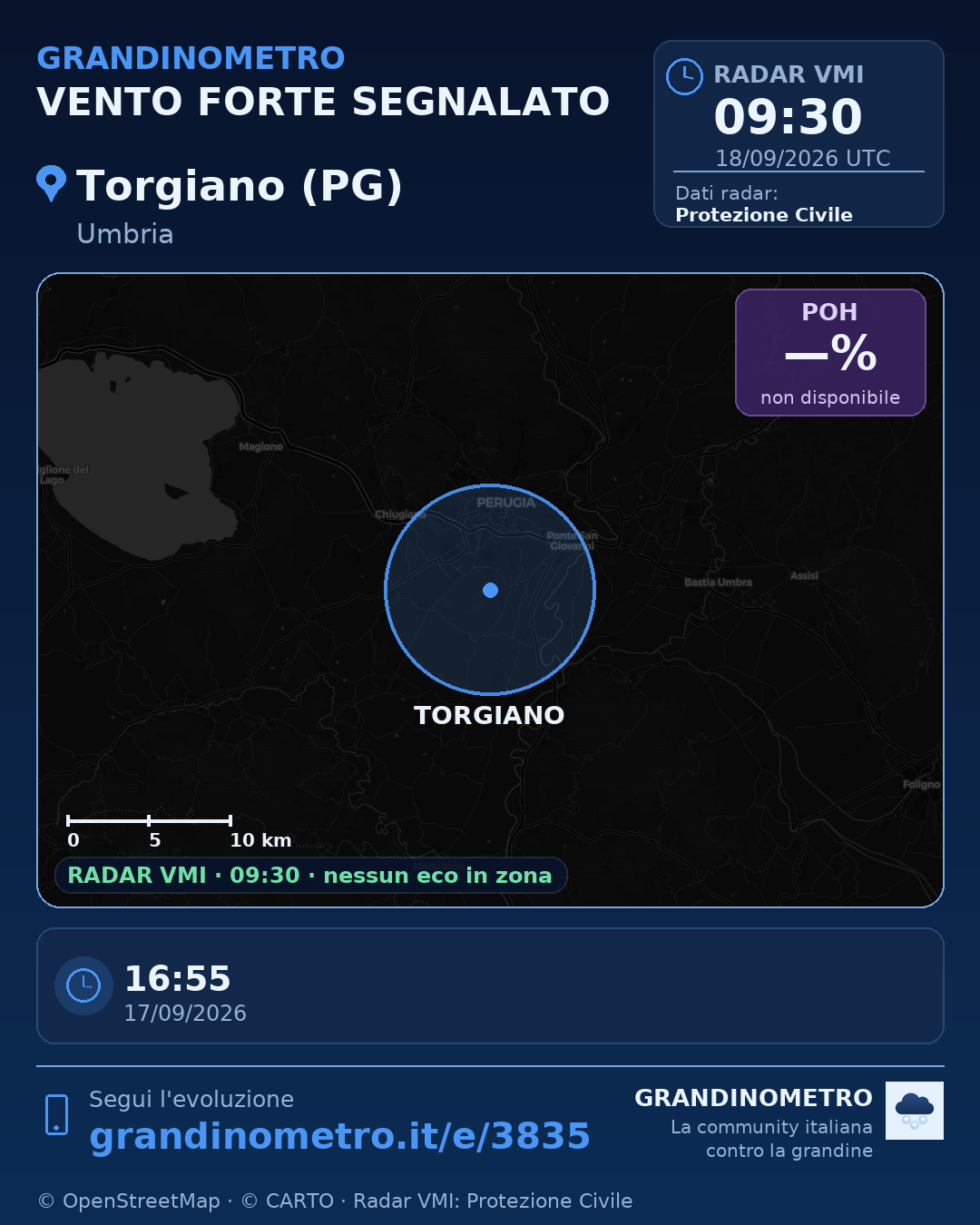 Mappa dell'evento: vento forte a Torgiano (PG)
