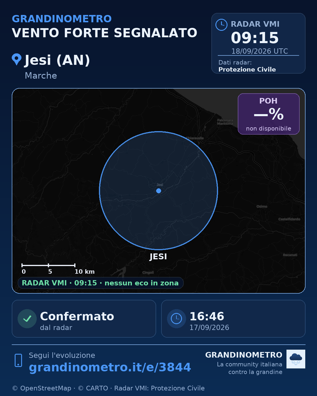 Mappa dell'evento: vento forte a Jesi (AN)