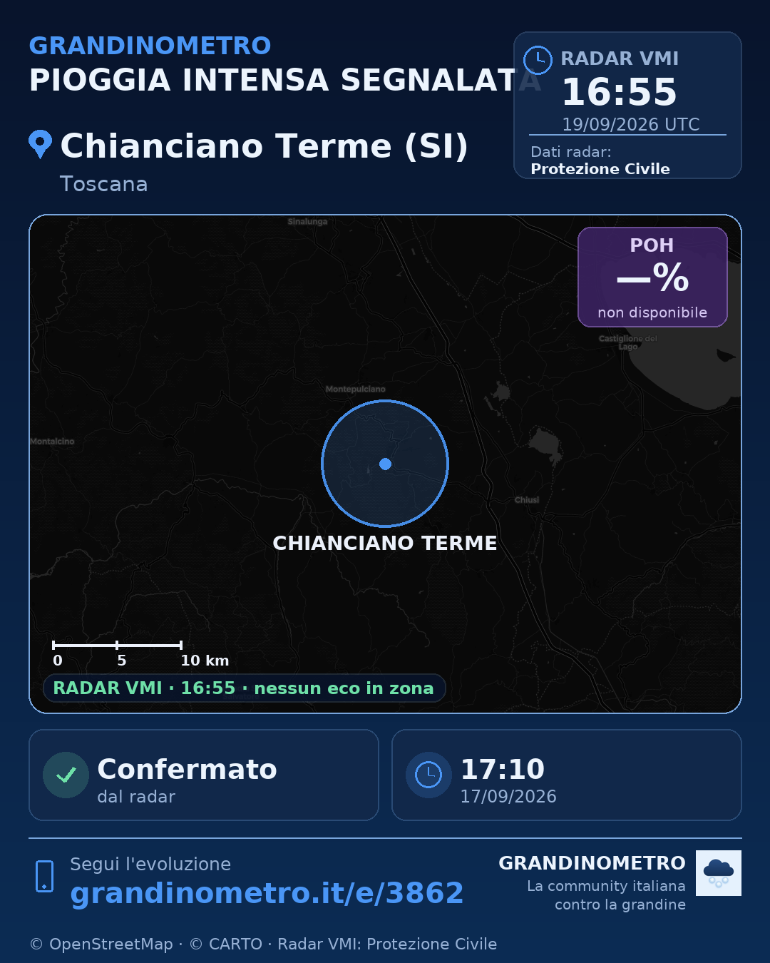 Mappa dell'evento: pioggia intensa a Chianciano Terme (SI)
