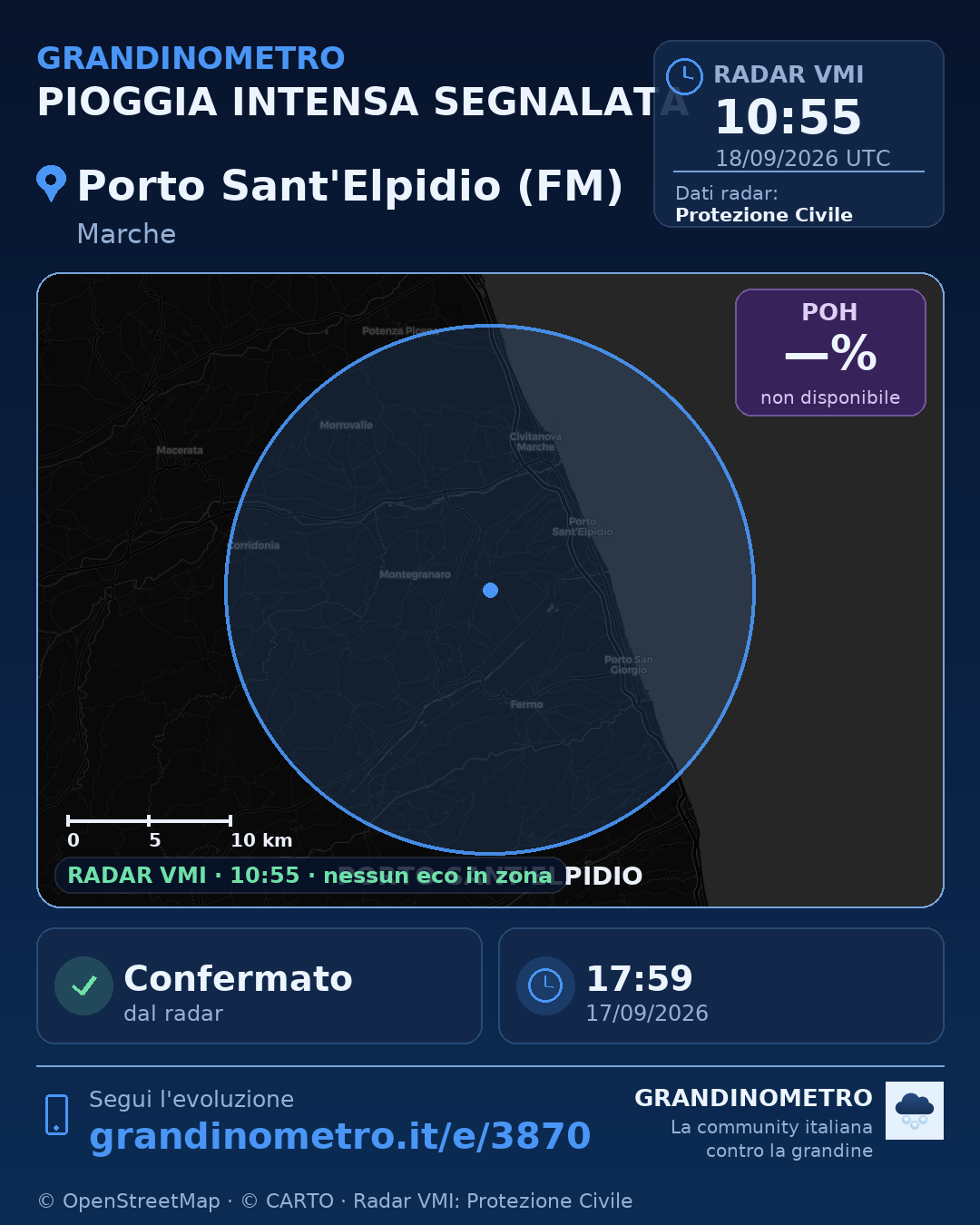 Mappa dell'evento: pioggia intensa a Porto Sant'Elpidio (FM)