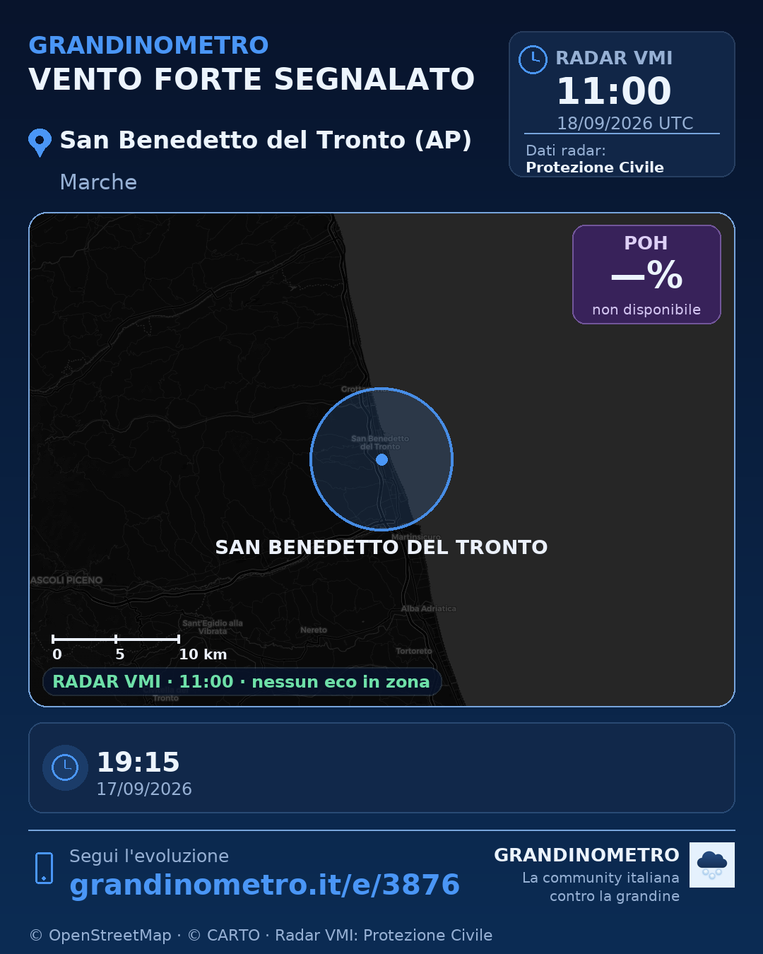 Mappa dell'evento: vento forte a San Benedetto del Tronto (AP)