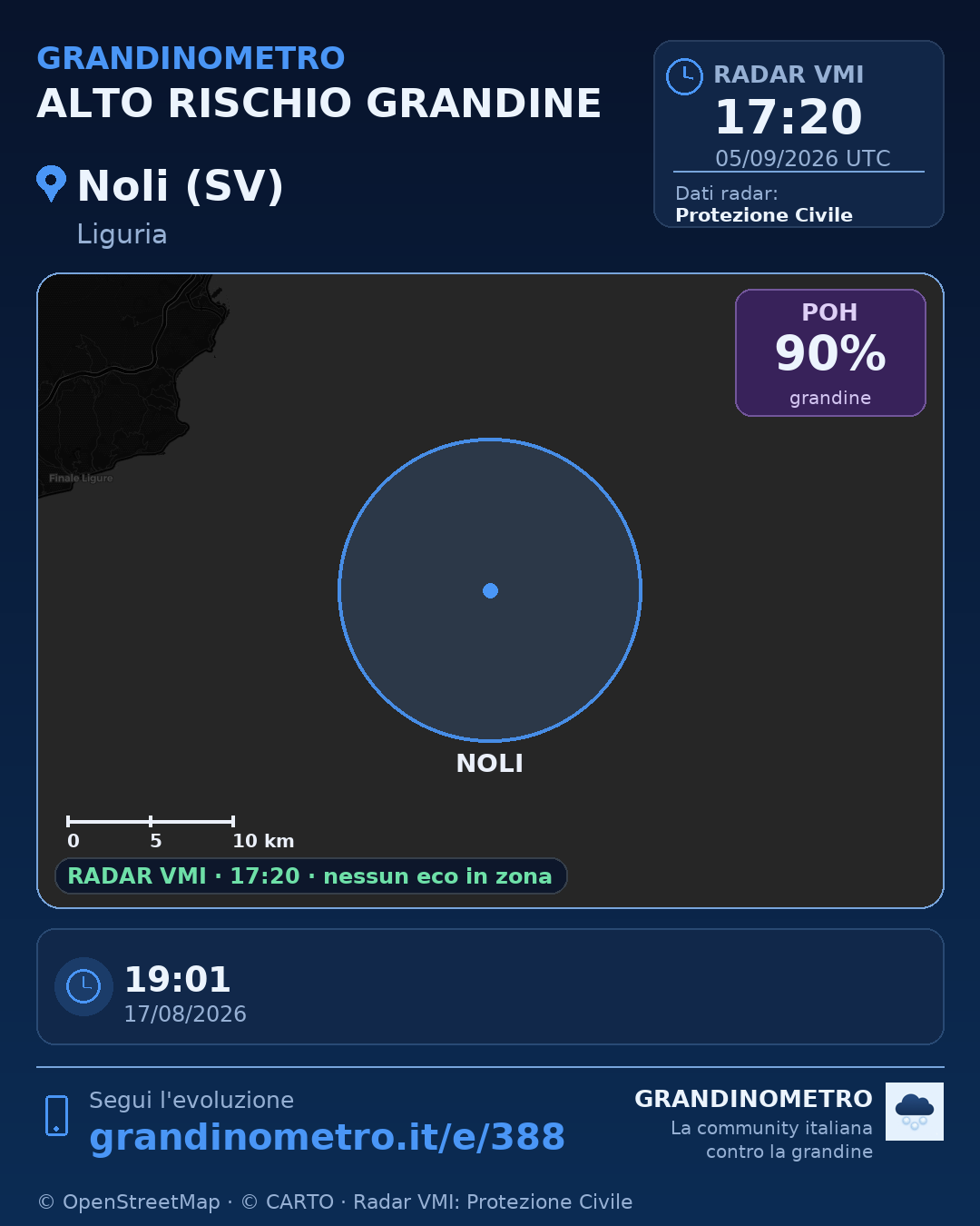 Mappa dell'evento: grandine a Noli (SV)