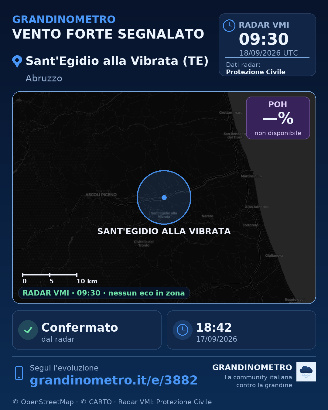 Mappa dell'evento: vento forte a Sant'Egidio alla Vibrata (TE)