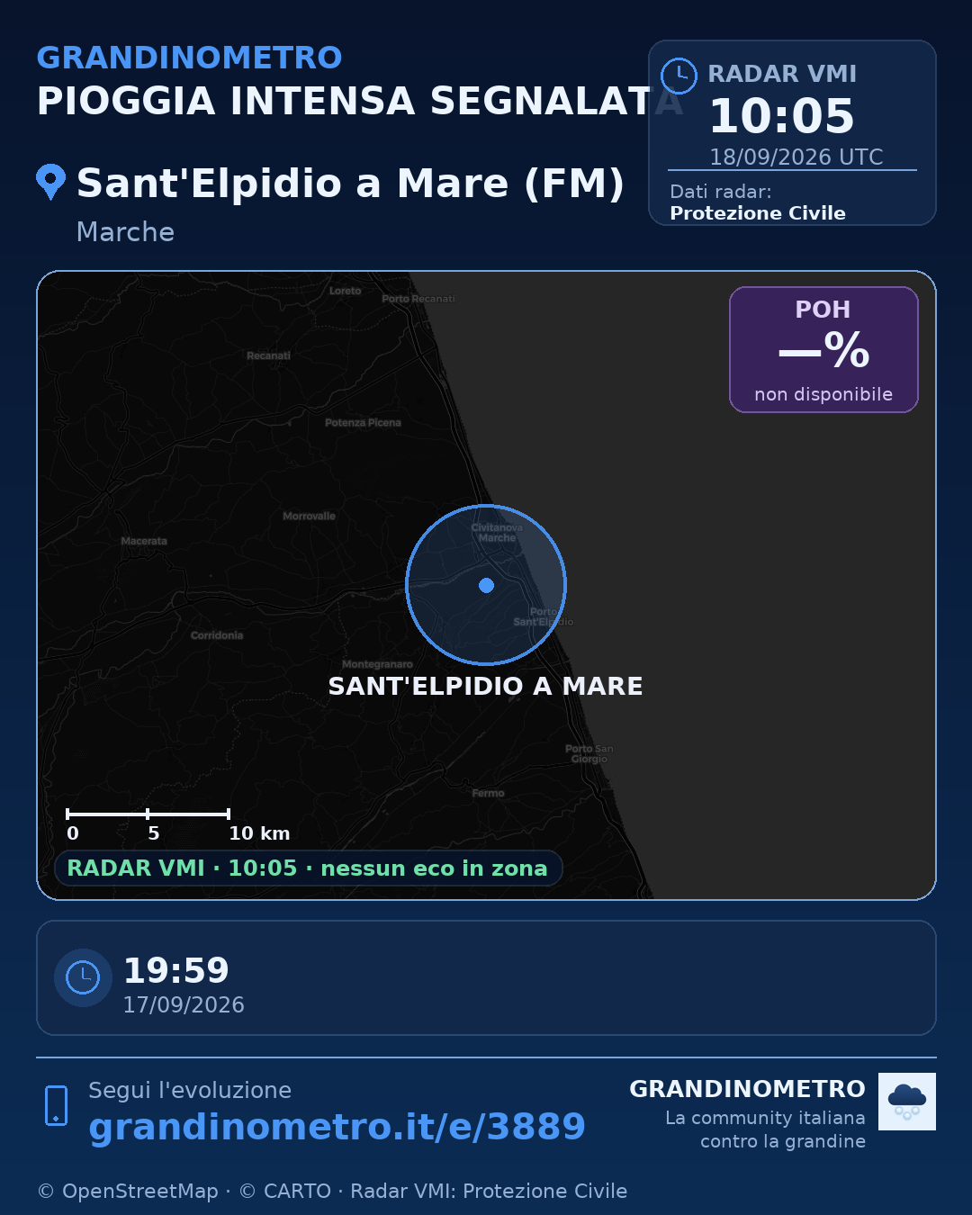 Mappa dell'evento: pioggia intensa a Sant'Elpidio a Mare (FM)