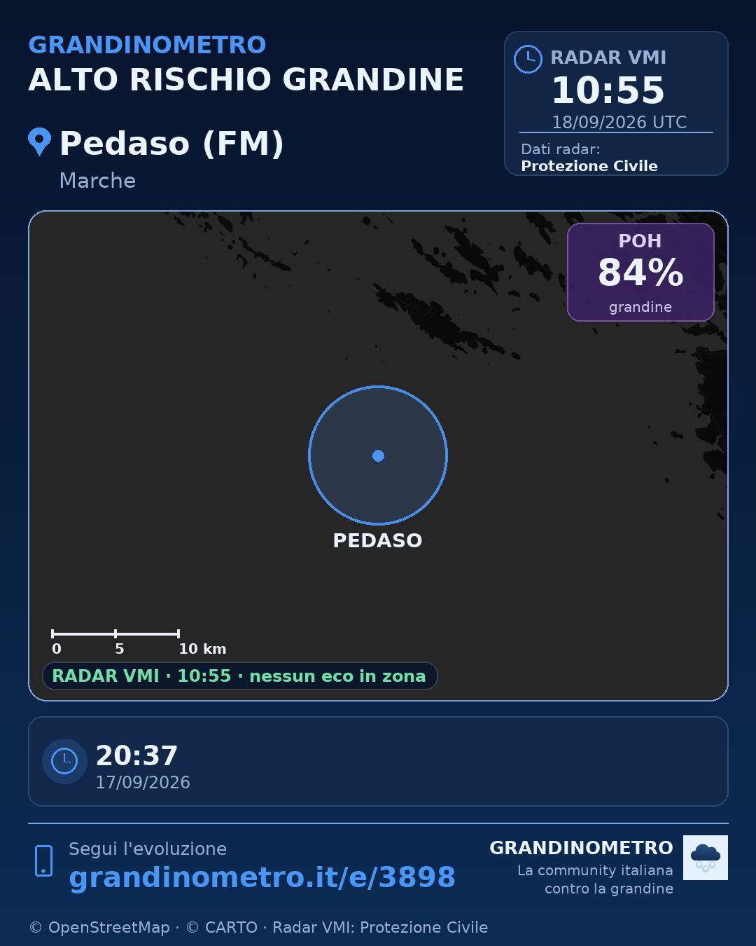 Mappa dell'evento: grandine a Pedaso (FM)