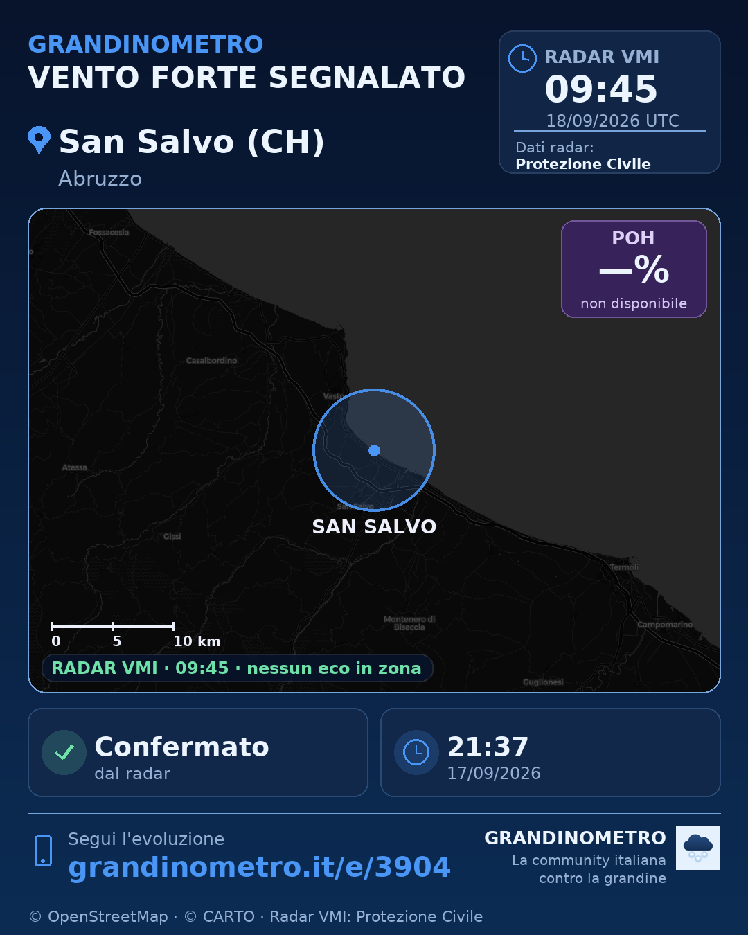 Mappa dell'evento: vento forte a San Salvo (CH)