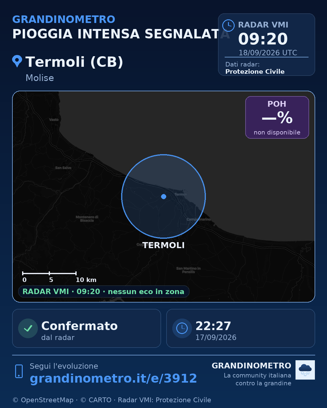 Mappa dell'evento: pioggia intensa a Termoli (CB)