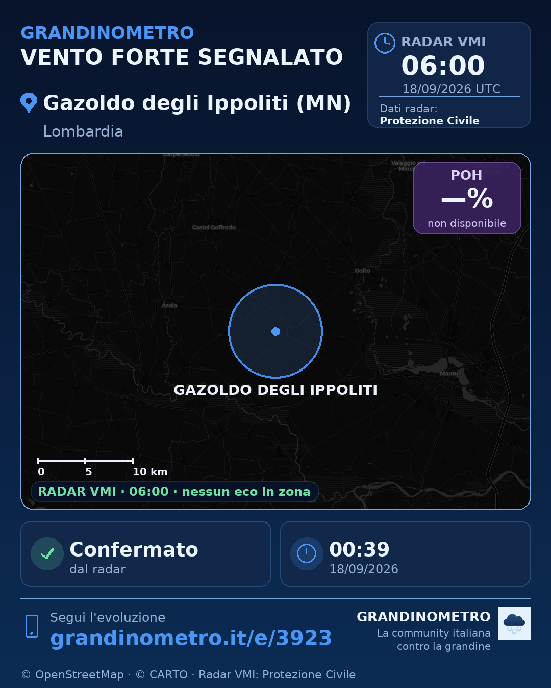 Mappa dell'evento: vento forte a Gazoldo degli Ippoliti (MN)